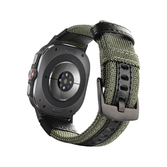 can Galaxy Watch Ultra Bands 47mm Nylon Band, for Galaxy Ultra Watch Band Military Sport Replacement Strap Compatible with Samsung Galaxy Watch 7 Ultra 47mm 2024, Army Green Band with Black Adapter