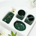 thumbnail image 6 of CERBIOR 4 Piece Christmas Green Marble-Pattern Ceramic Bathroom Accessories Set, Includes Soap Dish, Hand Soap Dispenser, Toothbrush Holder, and Water Cup, 6 of 7
