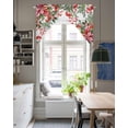 thumbnail image 4 of Cardinal Bird Swag Valances for Windows, Small Curtains Drapes, Winter Poinsettia Pine Cones Berry Wood Kitchen Window Curtains Over Sink Window Treatment Valance for Bedroom/Bathroom 56"x36", 4 of 5