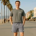 thumbnail image 3 of Dalix Ghost Active Short Gym Workout Embroidered Casual Zip Pocket Mesh Drawcord Waist Mens in Shadow L Large, 3 of 5
