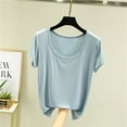 thumbnail image 2 of FAIWAD Dressy Casual Tops for Women Summer Solid Color Comfy Shirts Short Sleeve Round Neck Tunics Blouses, 2 of 3