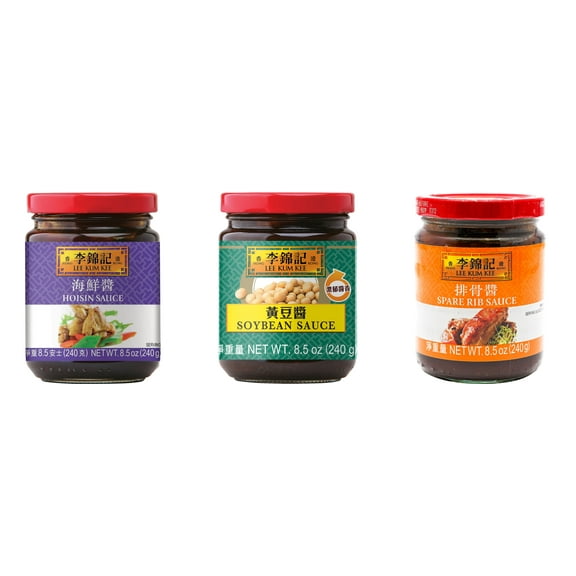 NineChef Brand Spoon Plus 3 Pack Lee Kum Kee Cooking Sauce, 3 Flavors(Hoisin Sauce,Soybean Sauce,Spare Rib Sauce)