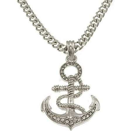 Hot New Silver Tone Anchor With Rope Men's Pendant With 24" Chain