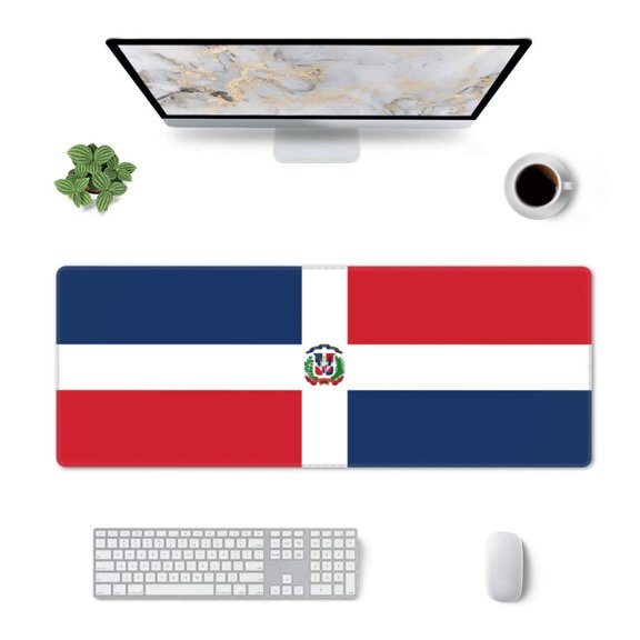 Flag Of The Dominican Republic Large Non-Slip Rubber Base Mousepad Keyboard Mouse Mat Desk Pad With Stitched Edges 31.5x11.8inch
