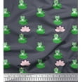 thumbnail image 1 of Soimoi Velvet Fabric Lotus & Frog Kids Print Sewing Fabric Yard 58 Inch Wide, 1 of 3