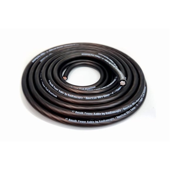 KnuKonceptz Bassik 4 Gauge Black Power/Ground Wire Cable - 40 Feet