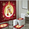 thumbnail image 4 of HomeKingdee 4 Pcs Merry Christmas Shower Curtain Sets with Non-Slip Bathroom Rugs, Lid Toilet Cover, Bath Mat, Shower Curtain Christmas Bathroom Decor, 4 of 4