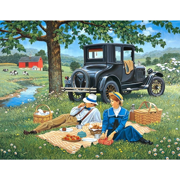 Pintura de diamantes (DB7186) 5D DIY Momento de picnic Cuadro de diamantes de imitación cuadrados 50x70cm Hugtrwg Para estrenar