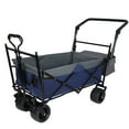 thumbnail image 6 of With Push Handle, 480Lbs Collapsible Wagon with Canopy, Wagon cart with 7" All-Terrain Wheels, Lightweight Foldable Wagon, Large Capacity for Camping, Shopping, Sports, and Garden Use, dark blue, 6 of 26