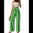 thumbnail image 1 of Pantalones de Salón de Pierna para Mujer, Cintura Alta, Ajustables, con Nudo de Lazo, Holgados. Verde M, 1 of 10