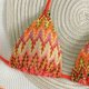 thumbnail image 5 of Traje de Baño de Tres Piezas para Mujeres Moda Casual Vacaciones Bordado Correa a Rayas Traje de Baño Dividido Conjunto con Sujetador Acolchado Extraíble, 5 of 7