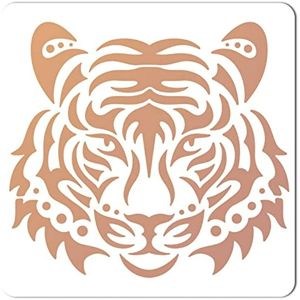 Large Tiger Head Stencils 12x12 Inch Reusable Animal Stencil Template Signs Home Wall Decor for Painting on Wood Wall Scrapbook Card Floor Canvas and Tile Drawin Large Tiger Head Stencils 12x12 Inch Reusable Animal Stencil Template Signs Home Wall Decor for Painting on Wood Wall Scrapbook Card Floor Canvas and Tile Drawin
