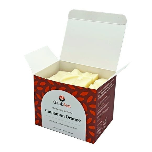 4-Pack Cinnamon Orange Soap (4x100g) | Handmade, All-Natural, Cold-Processed, Plant-Based, Scented with Cinnamon and Orange Essential Oils - Suitable for Face & Body, Men & Women, All Skin Types