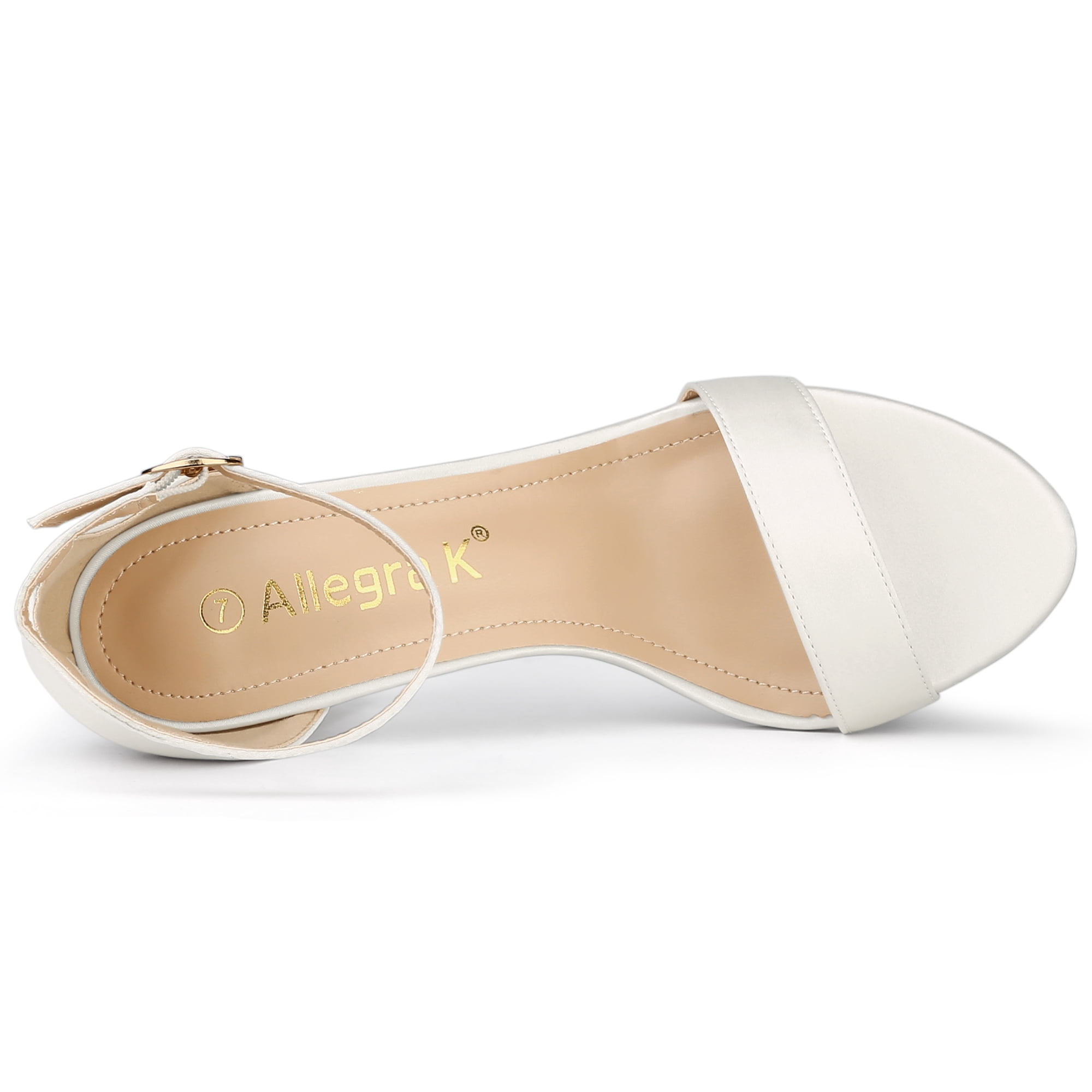 DARING DIVA Women's Satin Ankle Strap Chunky Heels White 7