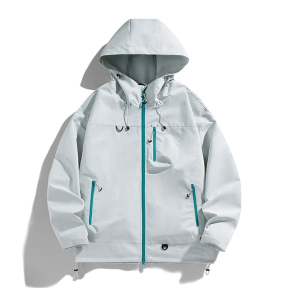 Royisotas Mens Waterproof Jackets Winter Zipper Coats Windproof Long Sleeve Hiking Rain Jackets for Men with Hood