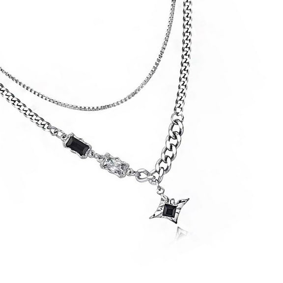 Trendy Unisex Double Layer Necklace Edgy Streetwear Designs Couple Matching Jewelry Sturdy Alloy Materials