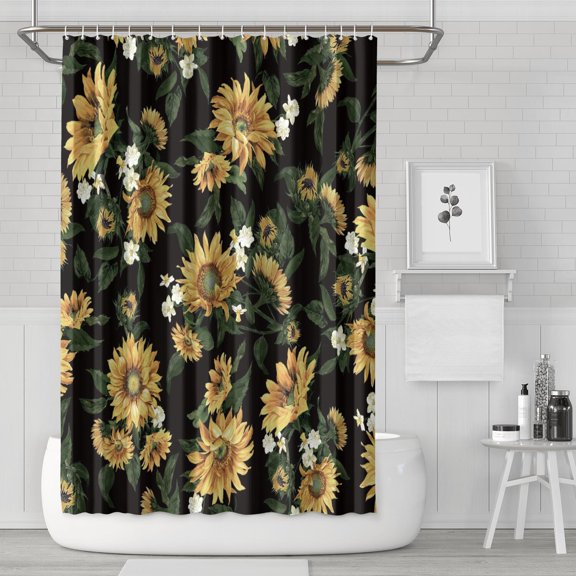 Waterproof Cute Sunflower Colorful Shower Curtain 72x72 Inch Boho Style Polyester Unique Shower Curtain for Bathroom Hotel Home Decor with 12 Plastic Hooks