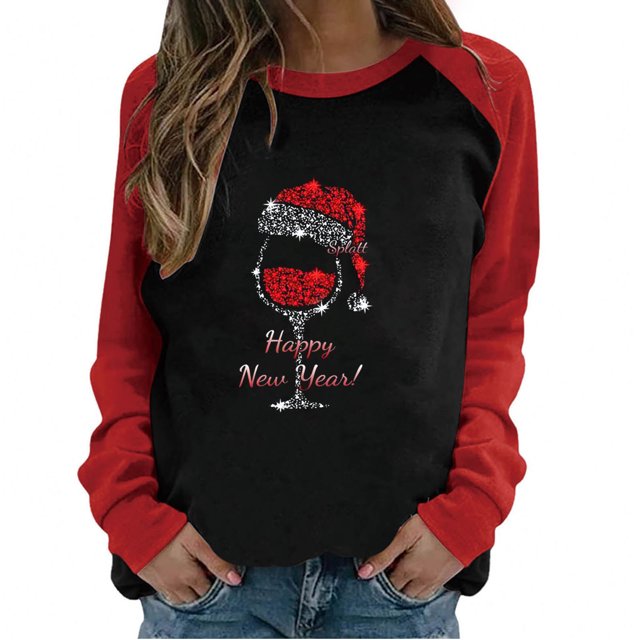 Chemises de Noël pour Femmes Col Rond Graphique Manches Courtes Chandail Décontracté Tee Top Blouse Dames Tops d'Automne Décontractés