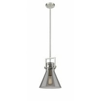 Innovations Lighting Newton Cone - 1 Light 10" Stem Hung Pendant Satin Nickel/Plated Smoke