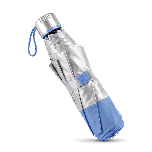 Paraguas Azul Cielo Compacto Reforzado 110 Cm Plegable Portátil