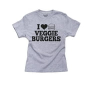 Angle View: I Love Veggie Burgers Simple Classy Girl's Cotton Youth Grey T-Shirt