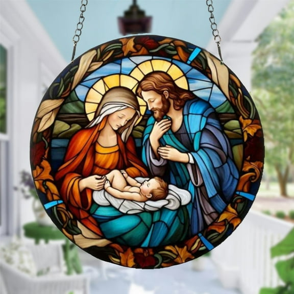 sruoe Sun Catchers Indoor Window, Stained Glass Panels, Acrylic Suncatcher, Suncatchers Outdoor Decoration, Christmas Home Garden Courtyard Window Hanging Ornament