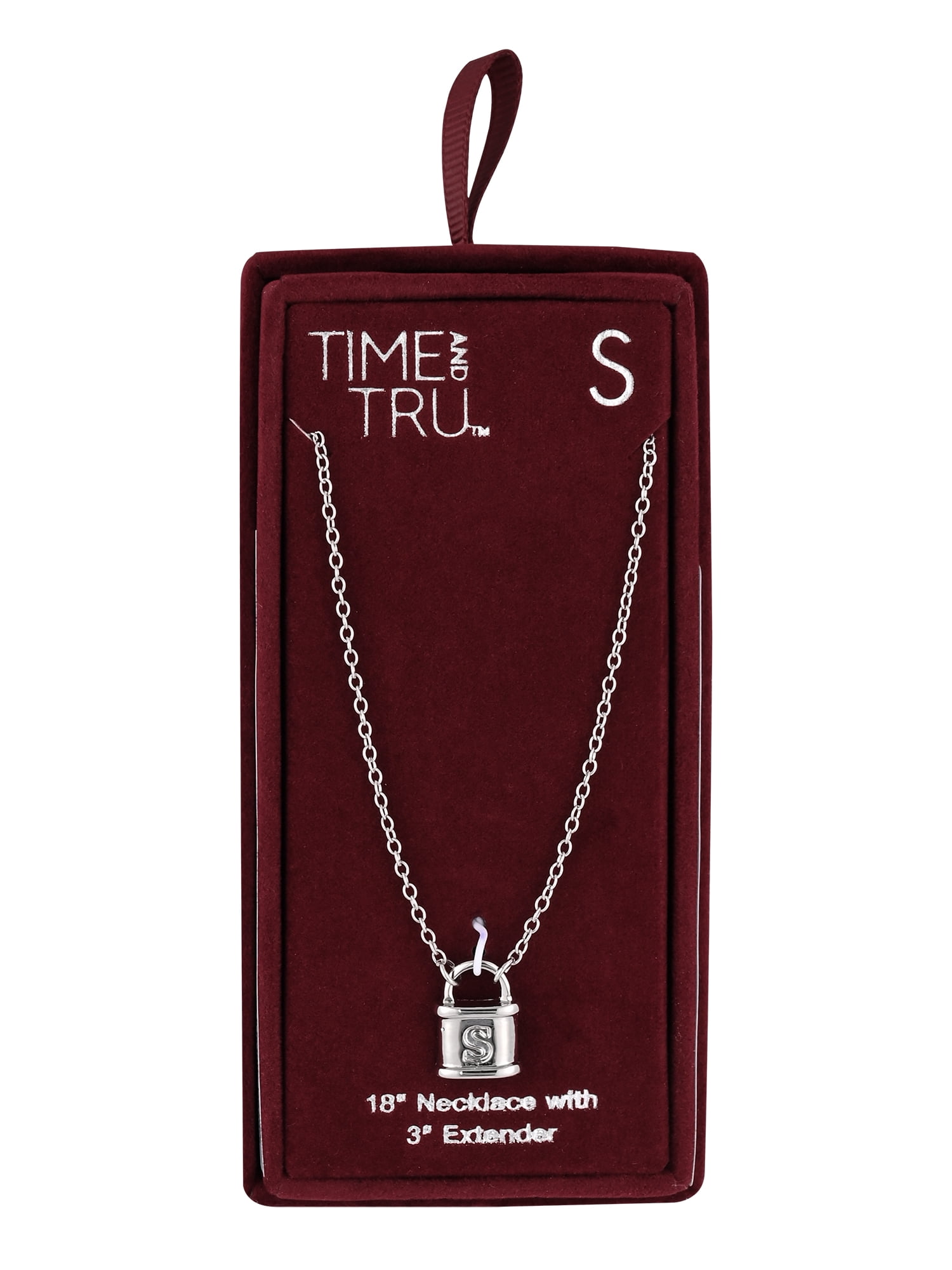 Time and Tru Silvertone Padlock Initial "S" Necklace