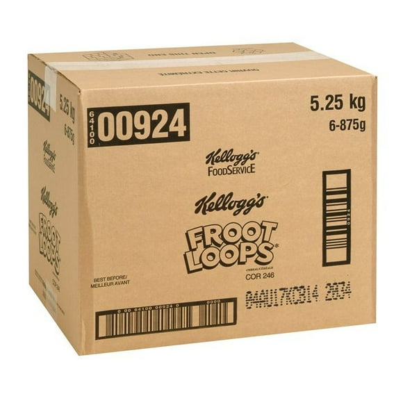 Kellogg's Froot Loop Cereal, Pouch, Trans Fat Compliant | 875G/Unit, 6 Units/Case