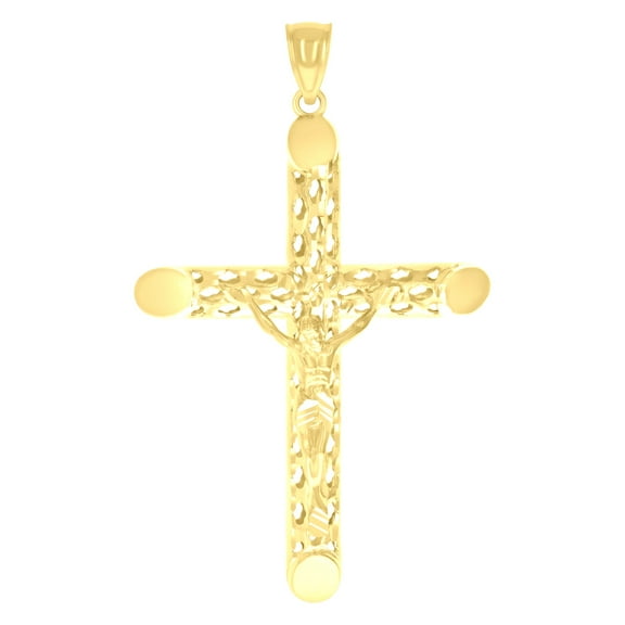 10k 10kt Yellow Gold Mens Crucifix Cross Religious Charm Pendant Pendant Necklace for Men
