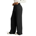 thumbnail image 6 of TQWQT Women's Wide Leg Sweatpants Drawstring High Waisted Baggy Sweatpants Plus Size Cargo Sweat Pants with Pockets Black XXL, 6 of 6