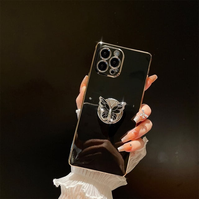 Fundas de teléfono con soporte de mariposa para mujer, cubierta suave de protección de cámara para Samsung S23 Plus, S22 Ultra, S21, S20 Fe, A52, A32, A72, A50 qiuyongming unisex