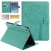 iPad Mini 1 2 3 Case, Goodest Embossed Butterfly Tree & Cat Magnetic PU Leather Smart Case with Auto Sleep/Wake-up & Card Slots Stand Cover for 7.9" Apple iPad Mini, Mini 2, Mini 3, Green
