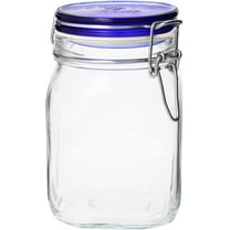 Bormioli Rocco Fido Square Jaw with Blue Lid, 33-3/4-Ounce