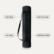 Athletic Works 68x24 inch 5mm TPE Rich Black Yoga Mat with Carry Strap