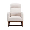 thumbnail image 2 of Rocking Chair Nursery, Modern Glider Rocking Chair with Headrest and Thicken Wood Base, Upholstered Nursing Armchair for Living Room, Bedroom, Beige, 2 of 9