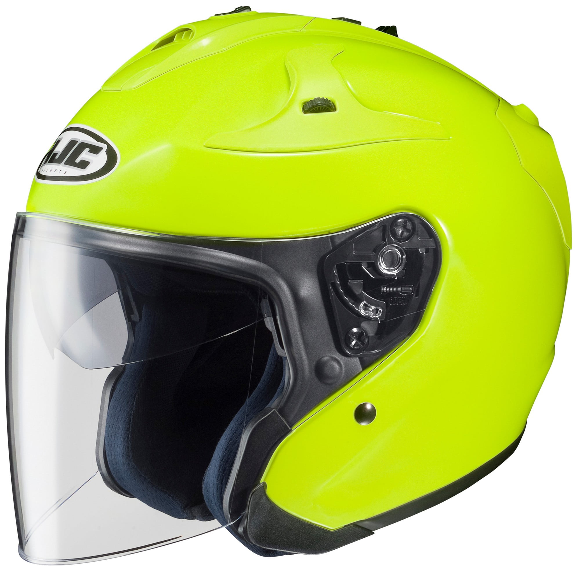 Hi-Visibilty Yellow HJC Metallic FG-JET 3/4 Open Face Motorcycle Helmet X-Large 
