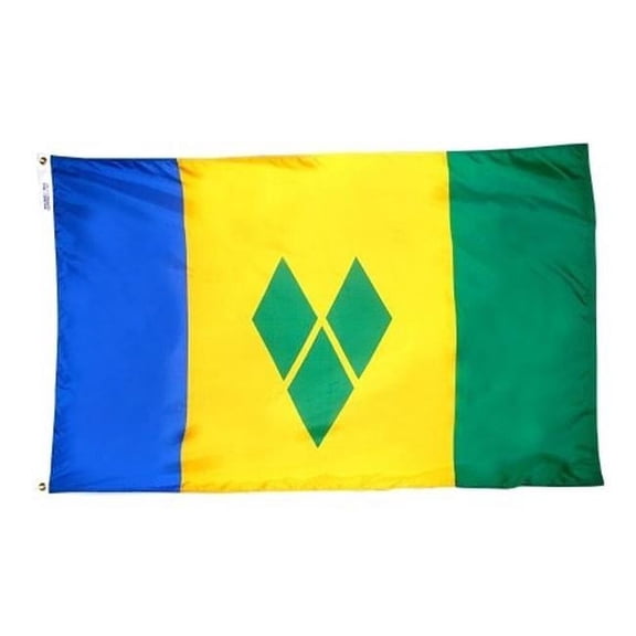Annin Flagmakers 940734 Nyl-Glo St Vincent and Grenadines Flag-12 in. X 18 in.