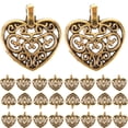 thumbnail image 1 of 50 colgantes de aleación hechos a mano, accesorios para collares y pendientes, colgantes de metal con forma de corazón hueco para hacer pulseras, collares y joyas (dorados)., 1 of 8
