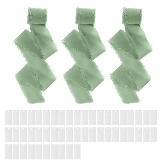 Hioecau Handwritten Business Cards 50 Sheets Blank Textured Paper Cards with Chiffon Ribbon Wedding Invitations Table Name Tags for Party Banquet Office Decor