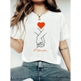 thumbnail image 1 of Women's Fashionable LOVE & Hands T-Shirt For Valentine's Day - Casual Short Sleeve Crew Neck Top - Lightweight & Breathable For Spring & Summer Wardrobe Tee For Adult, Men, Women, Teen, Teenager, Ado, 1 of 6