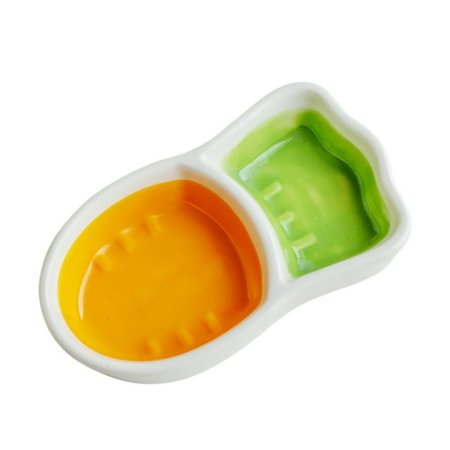 Ceramic Pet Food Bowl for Small Animals Hamster Rabbit Gerbil Feeder with Secure Base Design