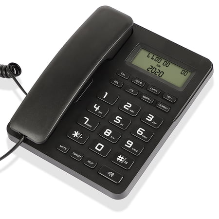 Corded Landline Phones for Home/Office, Desk Corded Telephone with Display and Adjustable Volume, Support Music on Hold, Speakerphone, DND and Calculator Function, Uvital House Phone (Black)