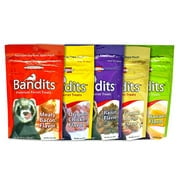 Marshall Bandits Premium Ferret Treats Variety Pack - 5 Flavors Chicken, Raisin, Peanut Butter, Banana, and Meaty Bacon - 3 Ounces Each 5 Total Pouches