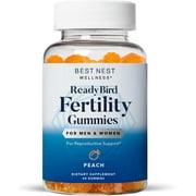 Best Nest Wellness Fertility Gummy Vitamins, Prenatal Multivitamin Gummies for Men and Women, w/ CoQ10, Methylfolate (Folic Acid) for Conception, Peach Flavor, 60 Ct