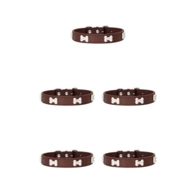 Youkk Élégant PU Col de Chat avec Boucles Réglables et Durables Multiples Tailles Disponibles Colliers de Chiens Café 2.5 * 50cm 5Set