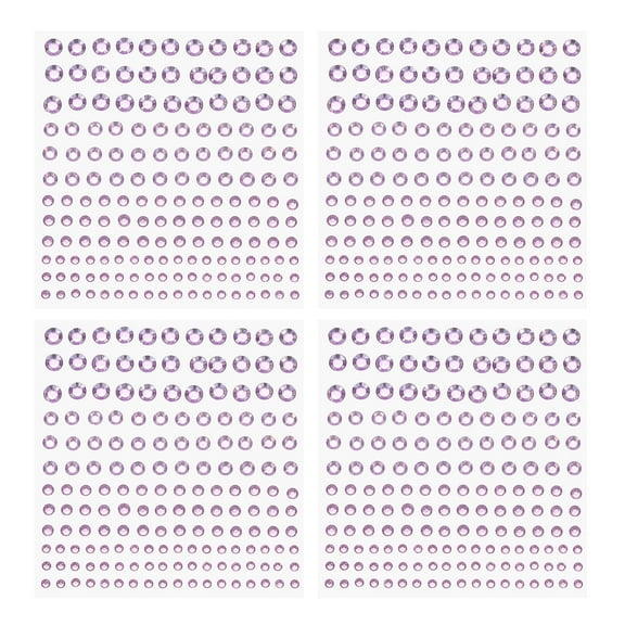 Uxcell 660 Pcs Acrylic Diamond Sticker, 4 Size 3/4/5/6mm Self Adhesive Rhinestones Face Gem Stones Bling Jewelry for Nail Art Craft Clothes DIY Makeup Decoration Party, Light Purple