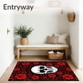 thumbnail image 3 of ODIKA 4'x6' Machine Washable Non-Slip Area Rug, Enchanted Crimson Petals Amid Skeletal Visage Decorative Tapestry High Traffic Rug with Pad, Black, 514316, 3 of 8