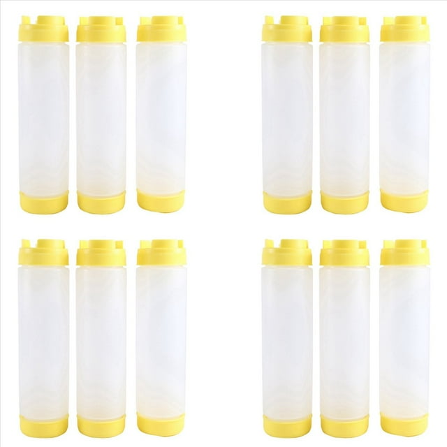 4X Exprimibles de PláStico Invertidas de 16 Oz, Dispensador de VáLvula Grande con Punta Recargable, Botella Exprimible de Condimentos para Salsas Ketchup