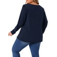 thumbnail image 4 of DARING DIVA Women's Plus Crew Neck T Shirt with Front Tucks 1X Navy Blue, 4 of 7