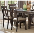 thumbnail image 3 of Brown Finish Dining Side Chairs set of 2pc Metal Banded Rivets Cotton Fabric Upholstered Furniture, 3 of 3